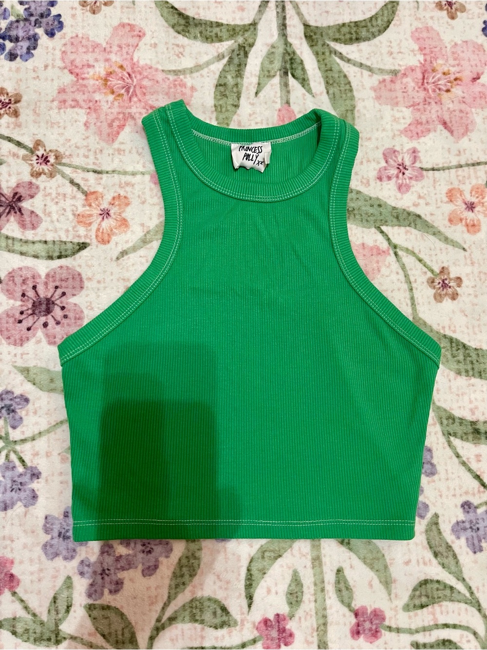 Princess Polly Bright Green Ribbed Cropped Tank